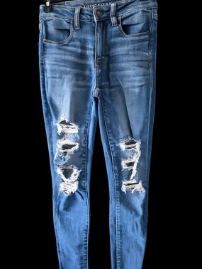 American Eagle Outfitters Blue Distressed Skinny Jeans